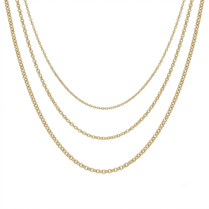 14K Solid Gold Rolo Chain Necklace