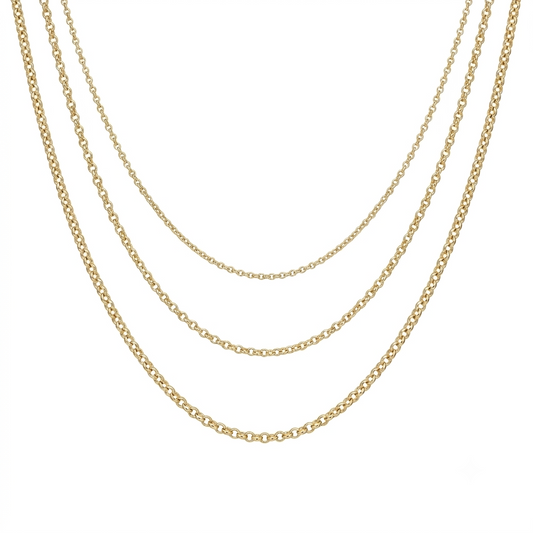 14K Solid Gold Rolo Chain Necklace