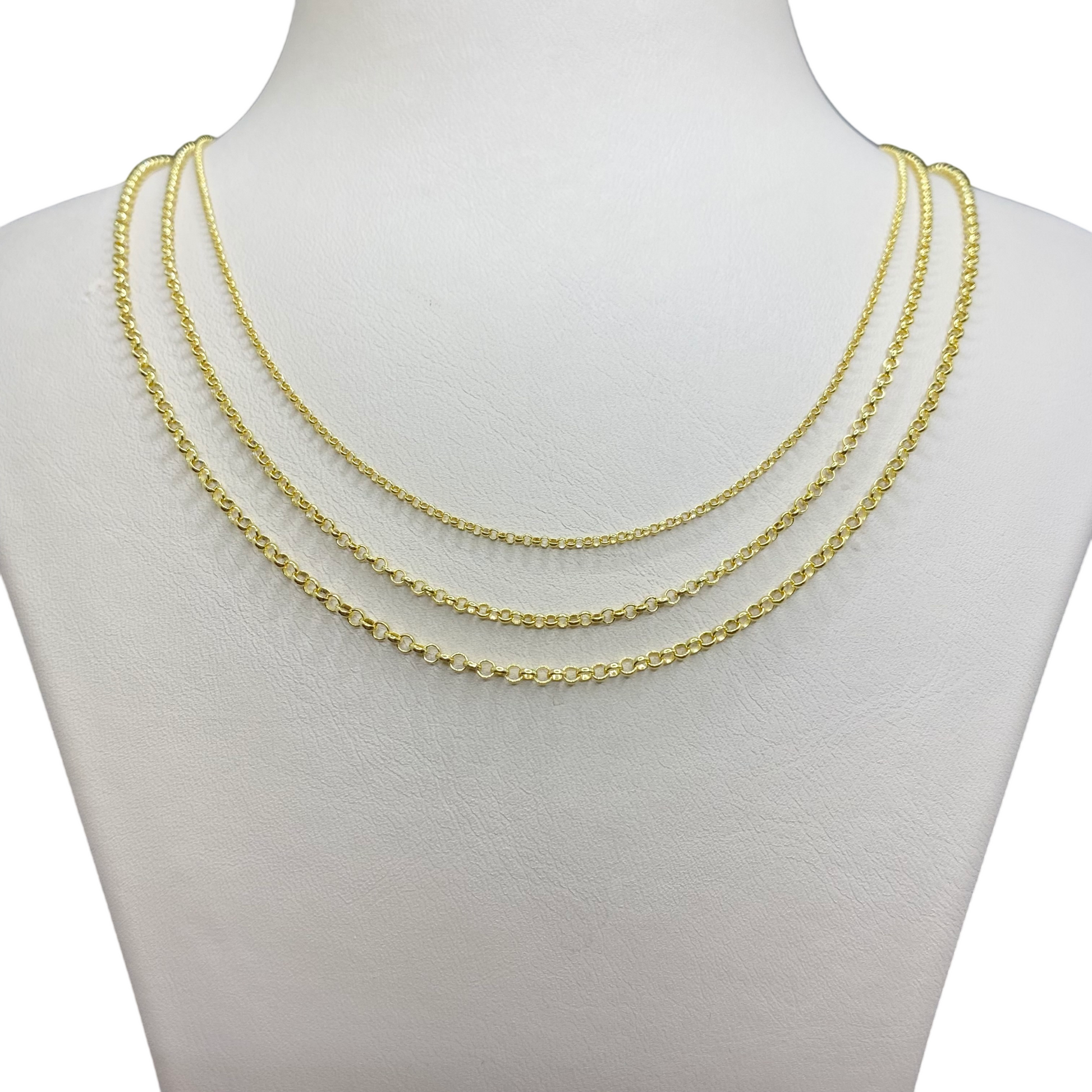 14K Solid Gold Rolo Chain Necklace