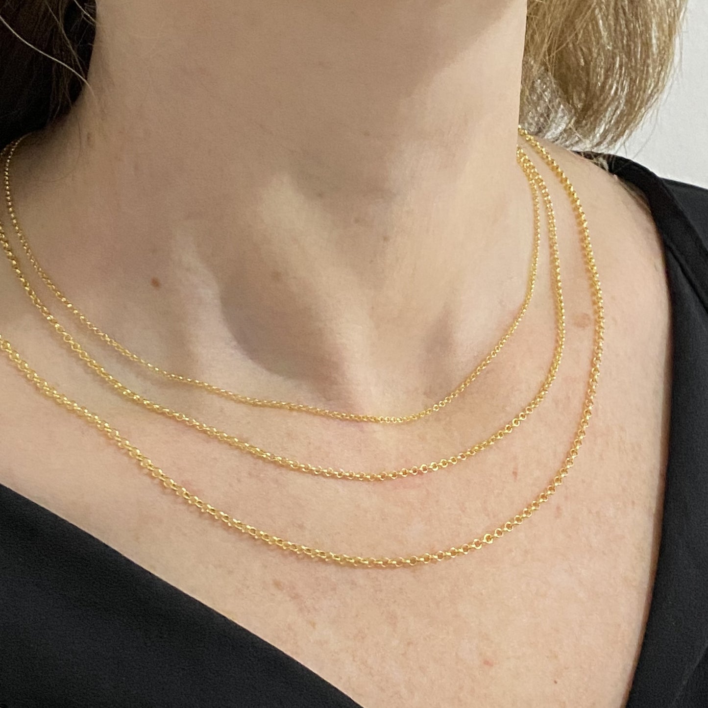 14K Solid Gold Rolo Chain Necklace