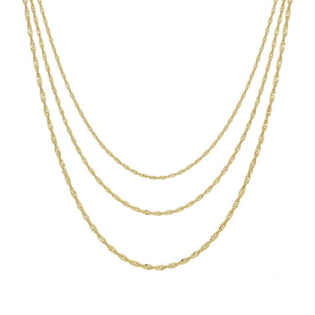 14K Solid Gold Singapore Chain Necklace
