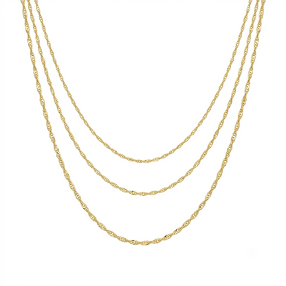 14K Solid Gold Singapore Chain Necklace