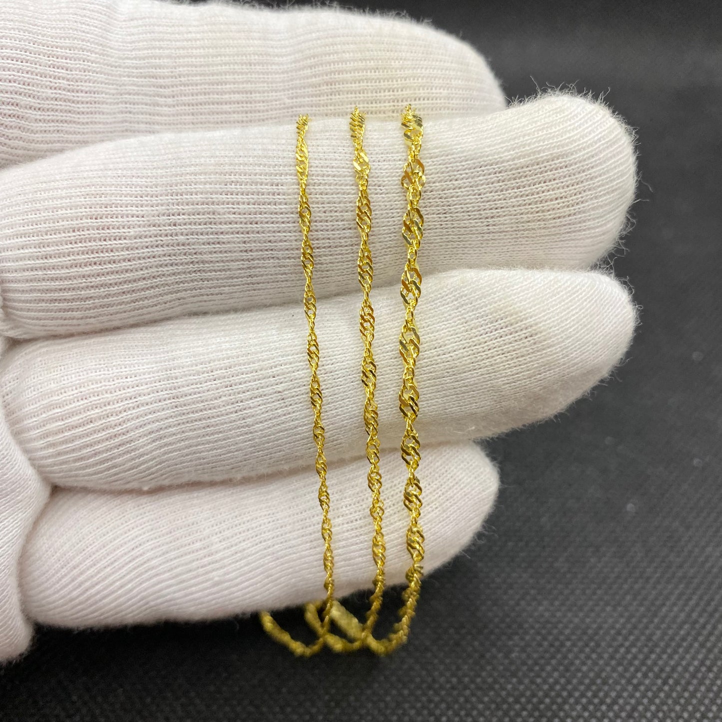 14K Solid Gold Singapore Chain Necklace