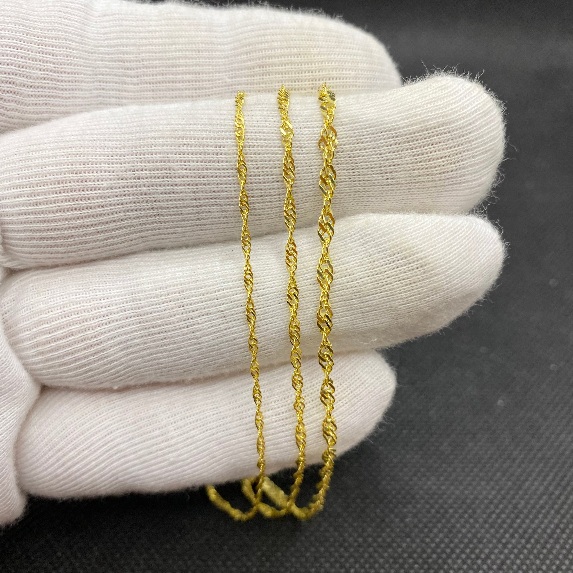 14K Solid Gold Singapore Chain Necklace