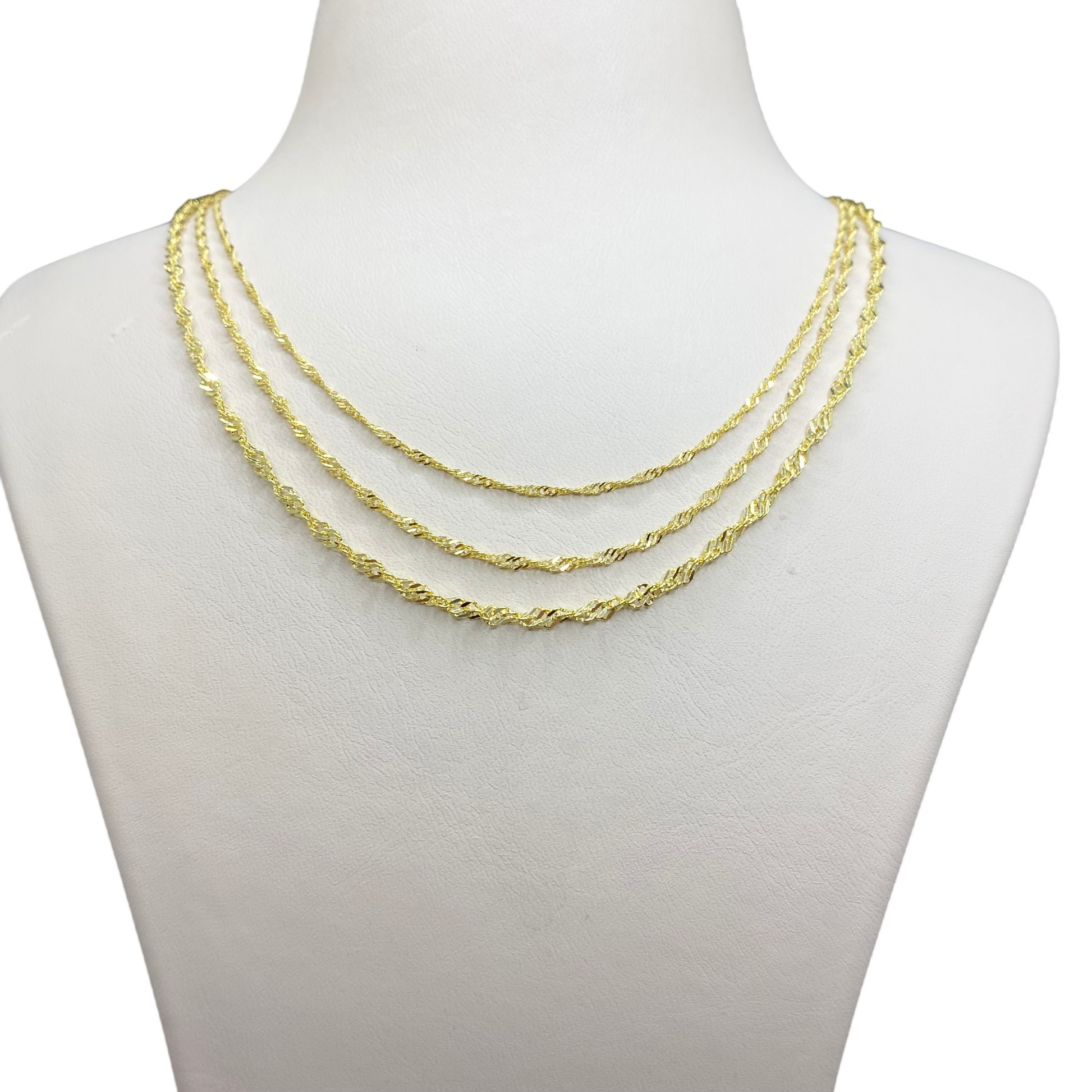 14K Solid Gold Singapore Chain Necklace
