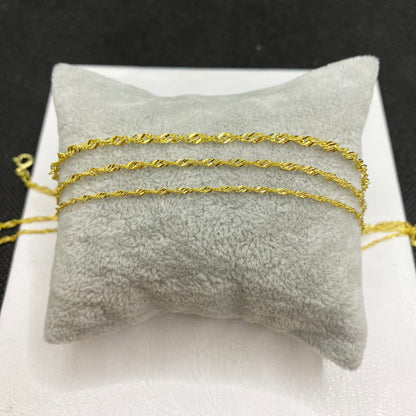 14K Solid Gold Singapore Chain Necklace