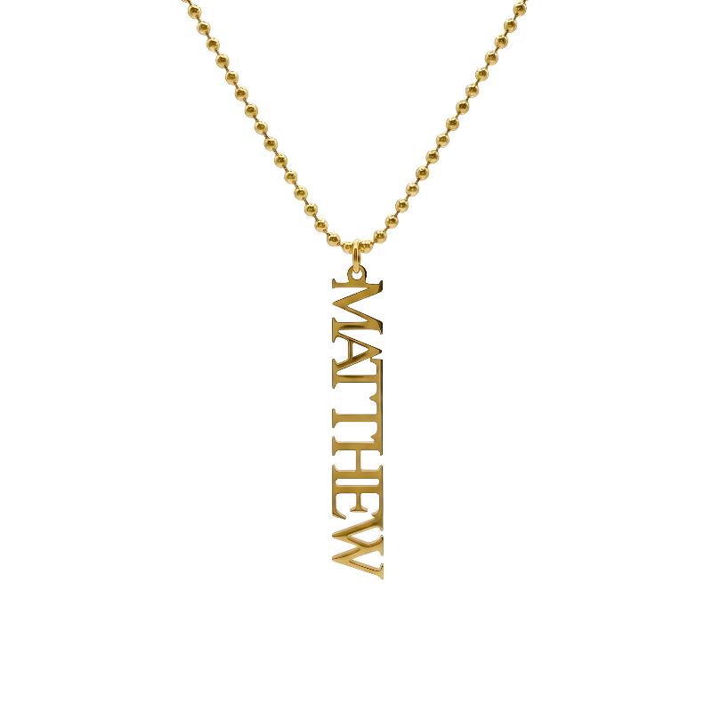 14K Solid Gold Vertical Custom Name Necklace