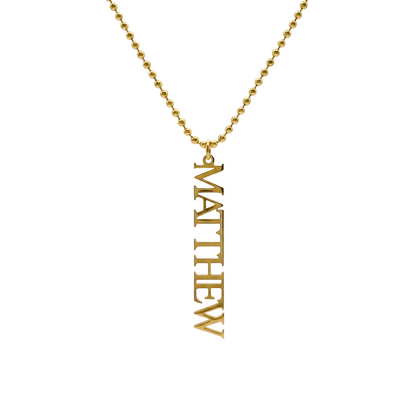14K Solid Gold Vertical Custom Name Necklace