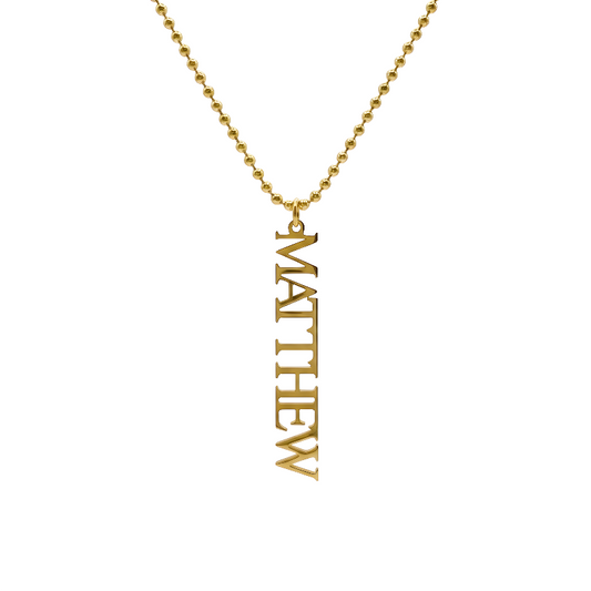 14K Solid Gold Vertical Custom Name Necklace