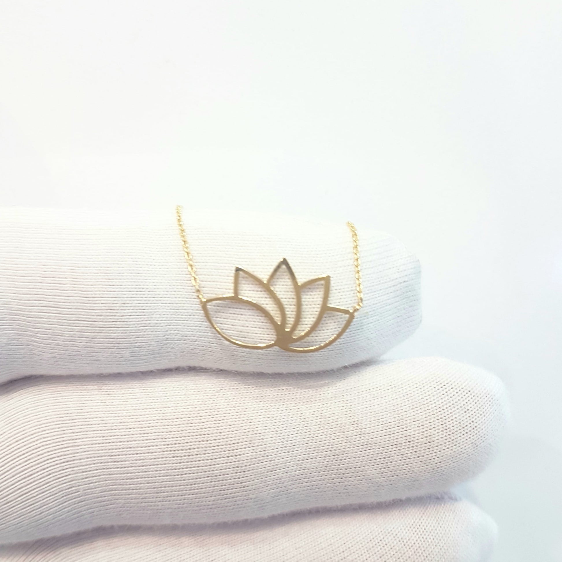 14k Real Solid Gold Lotus Necklace for Women | Lotus Flower Pendant with Evil Eye Birthday Gift