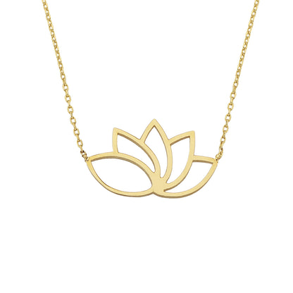 14k Real Solid Gold Lotus Necklace for Women | Lotus Flower Pendant with Evil Eye Birthday Gift xmas luck lucky