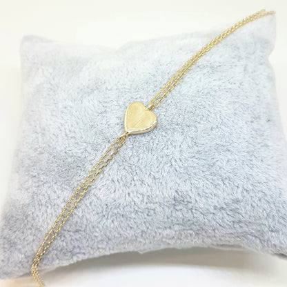 14K Solid Gold Heart Shape Design with White Zirconia Stones Tiny, Dainty,Delicate and Trendy Bracelet best gift for women,yourself, birthday