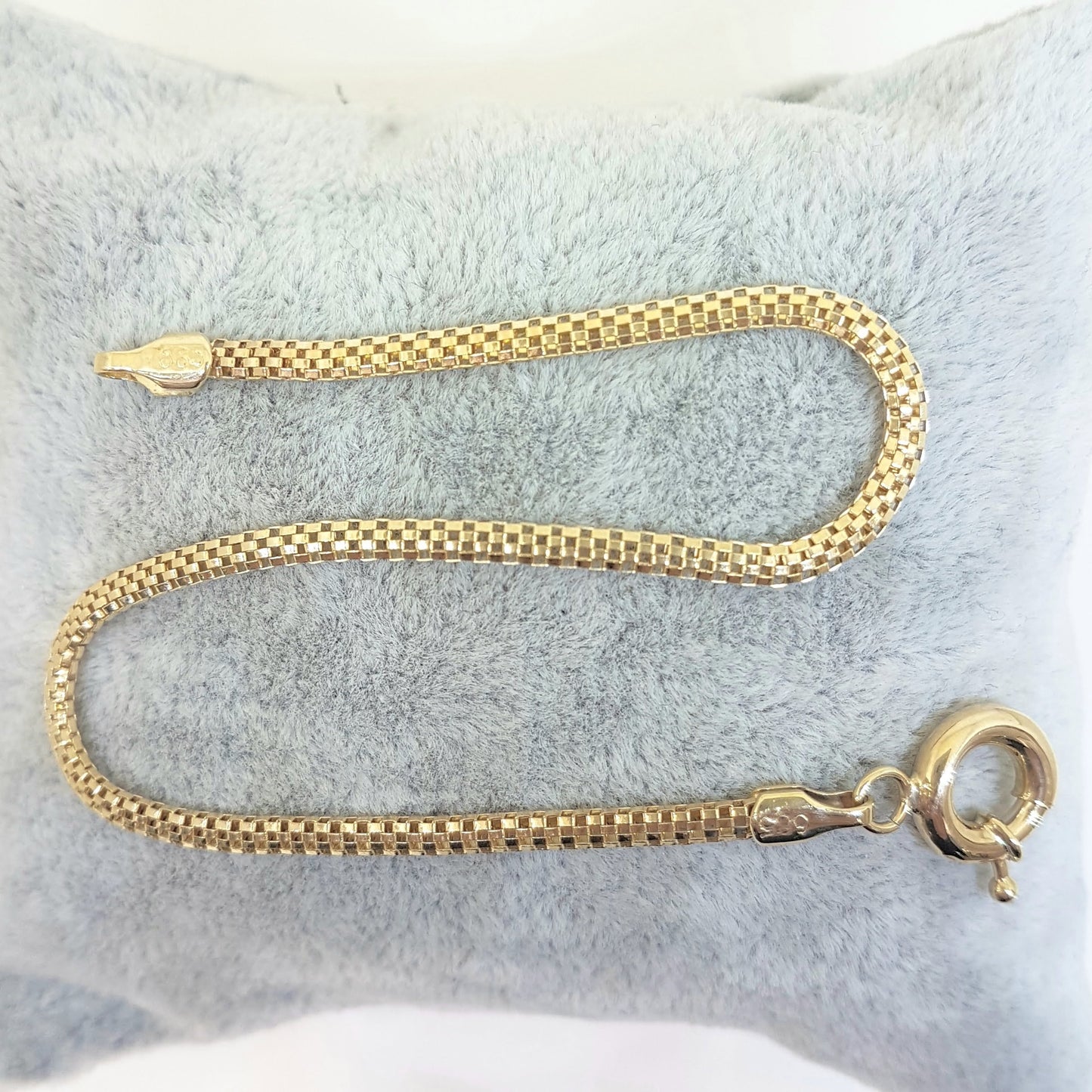 14K Gold Herringbone Chain Link Bracelet Charm Dainty for Women (3 mm X 1.40 mm)