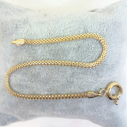 14K Gold Herringbone Chain Link Bracelet Charm Dainty for Women (3 mm X 1.40 mm)