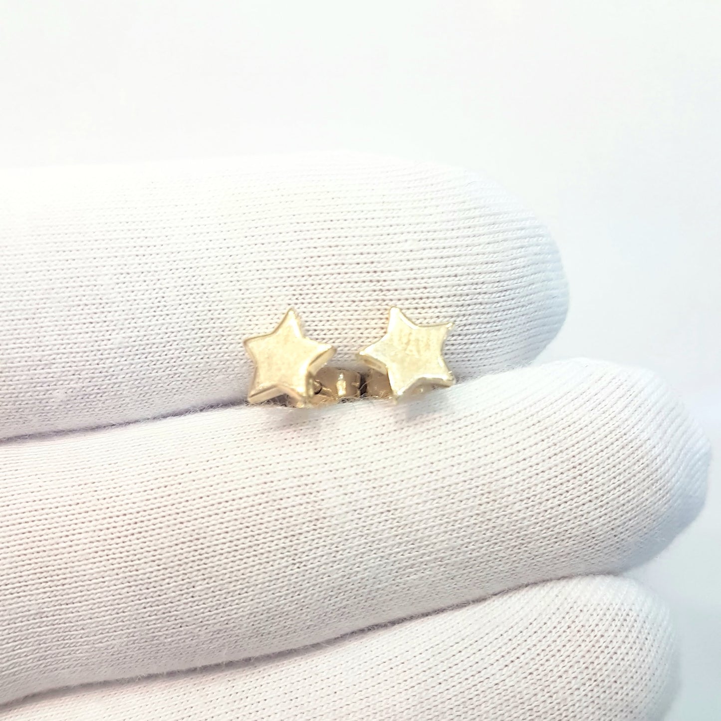 14K Real Solid Gold Star Stud Earrings for Women