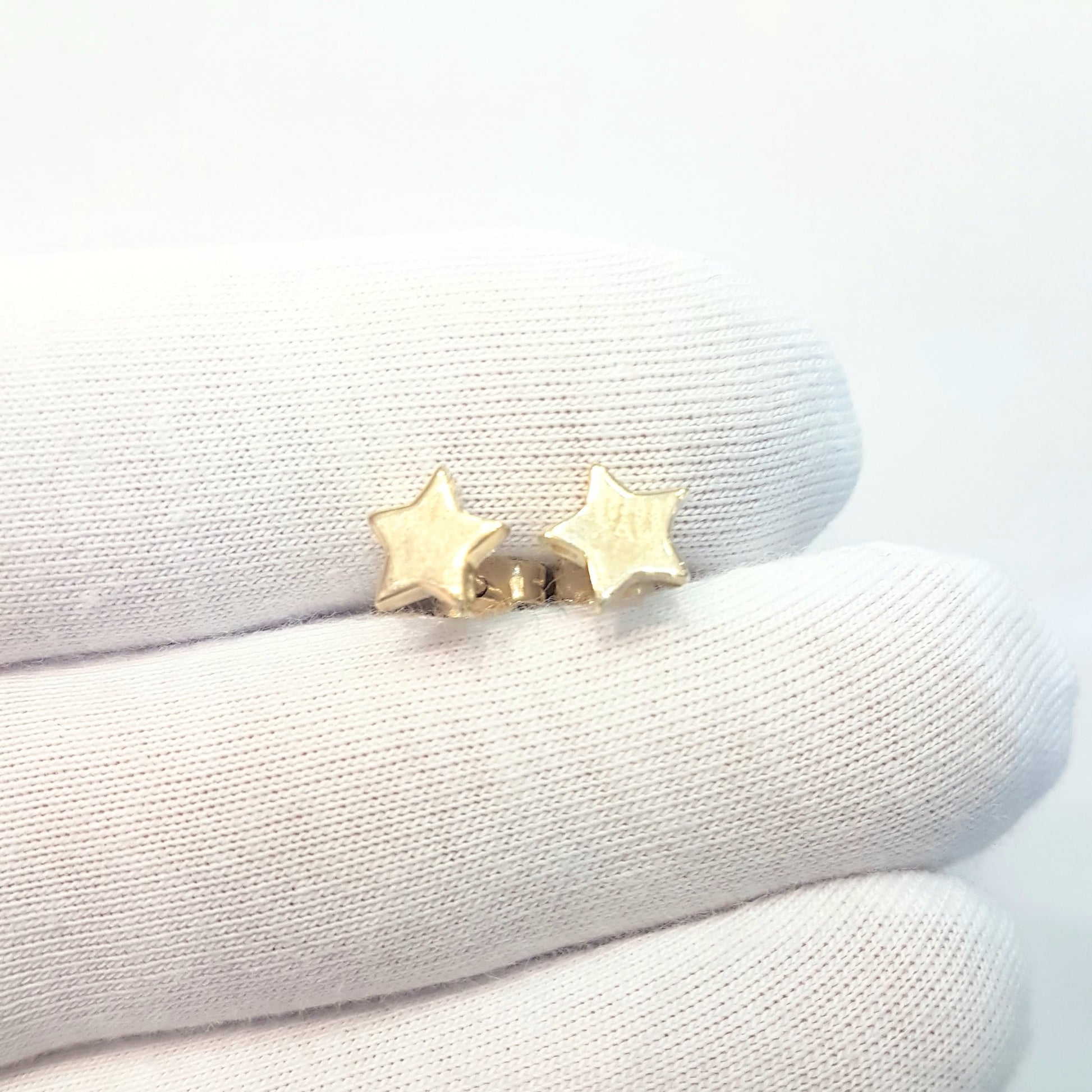 14K Real Solid Gold Star Stud Earrings for Women