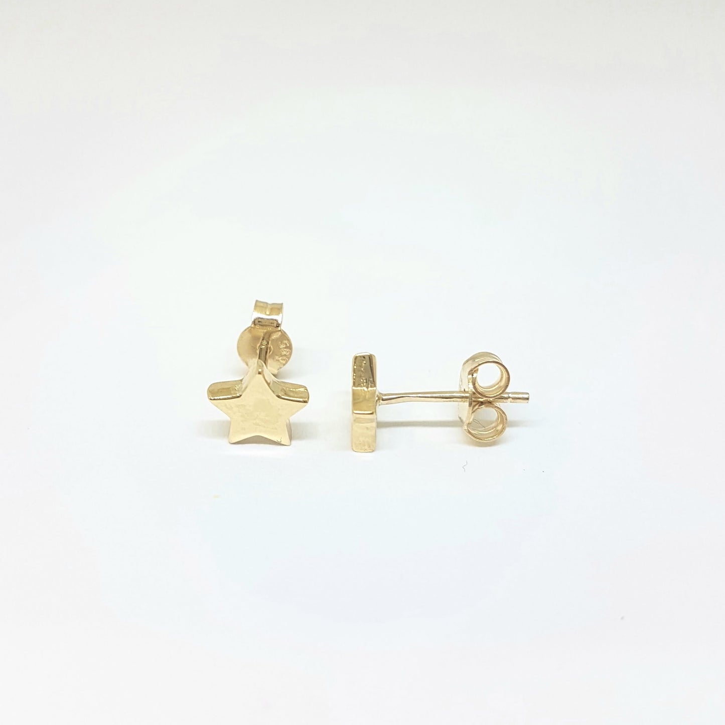 14K Real Solid Gold Star Stud Earrings for Women