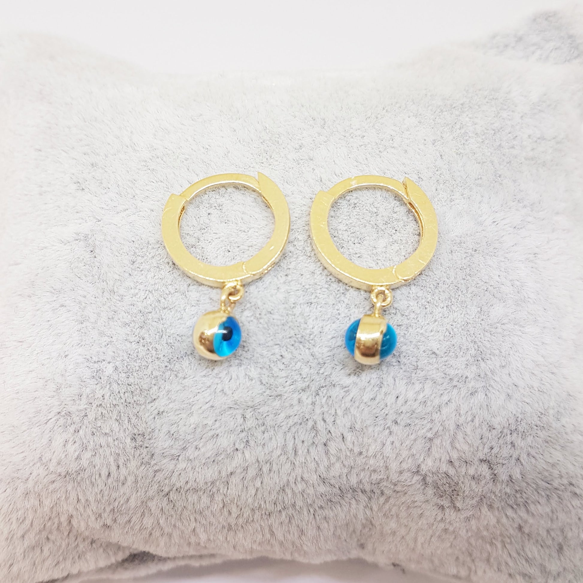 14K Gold Two Sided Evil Eye Drop Dangle Earrings for Women