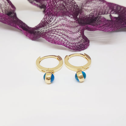 14K Gold Two Sided Evil Eye Drop Dangle Earrings for Women