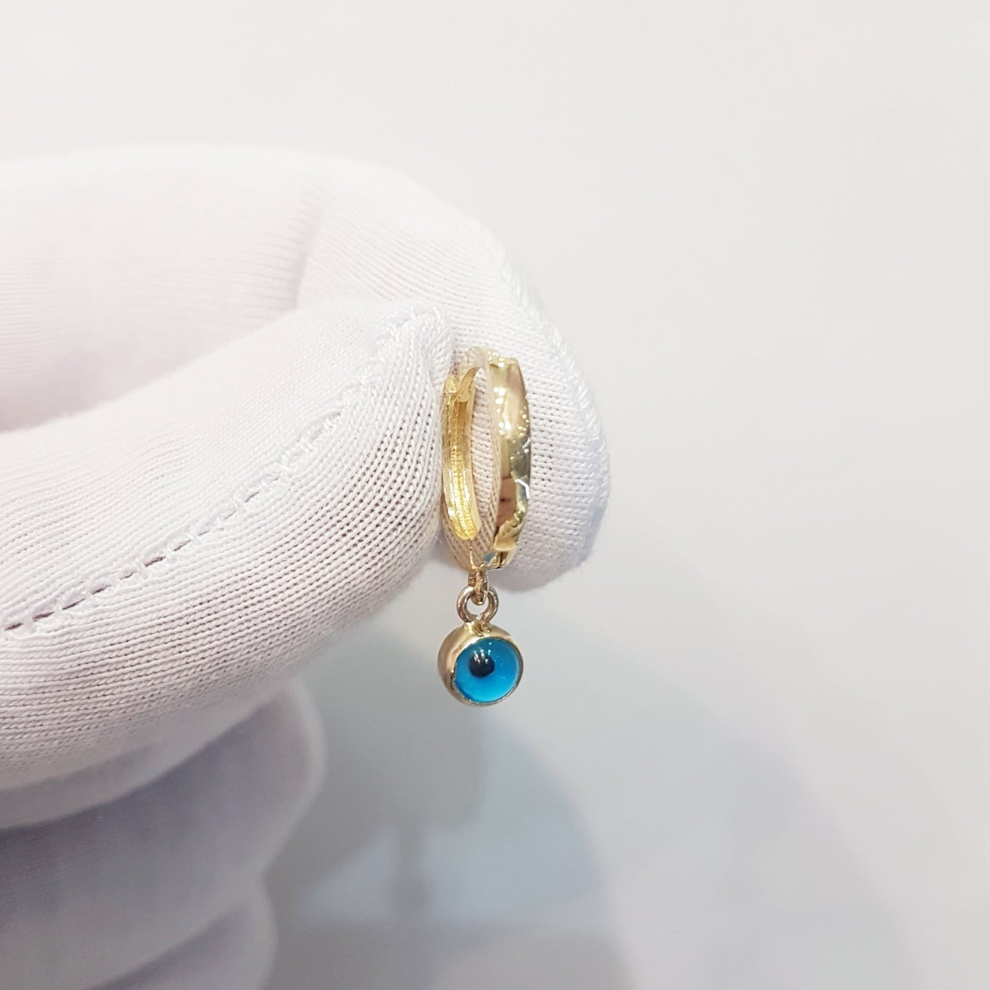 14K Gold Two Sided Evil Eye Drop Dangle Earrings for Women