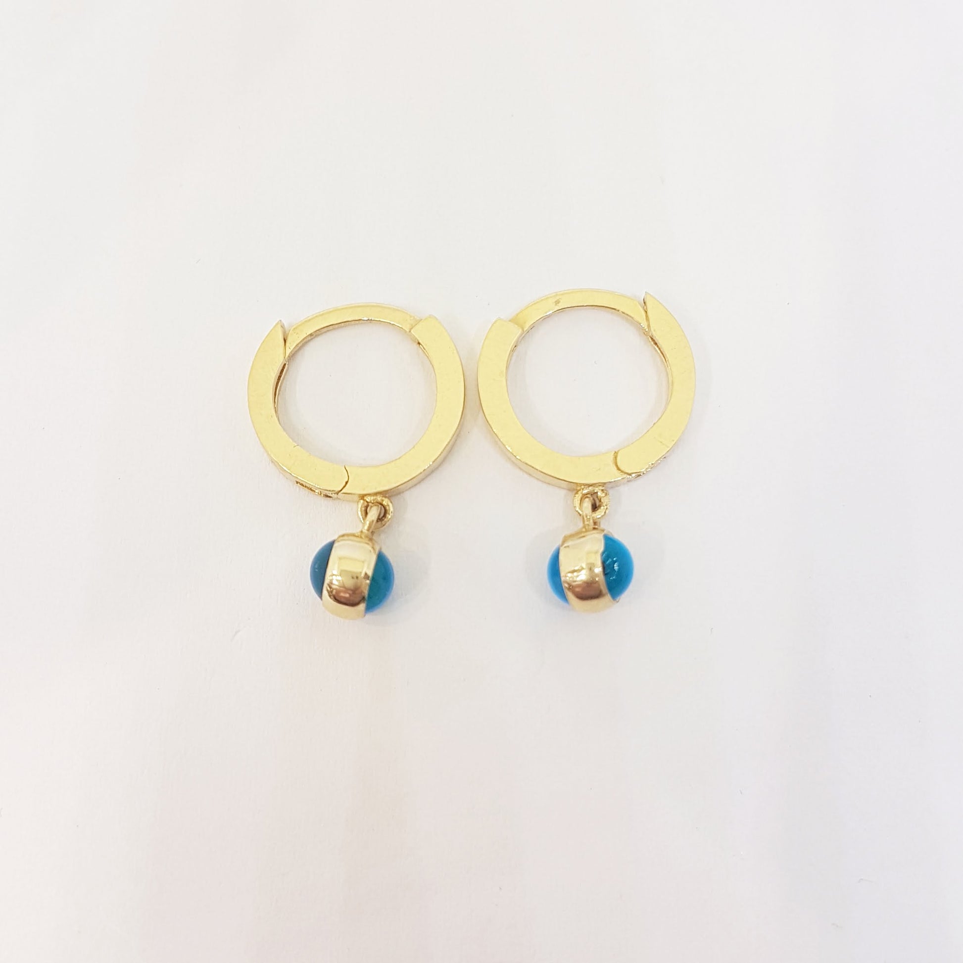 14K Gold Two Sided Evil Eye Drop Dangle Earrings for Women