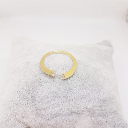 14K Real Solid Yellow Gold Open Separate Ring with White Zirconia Stones Simple Dainty For Women