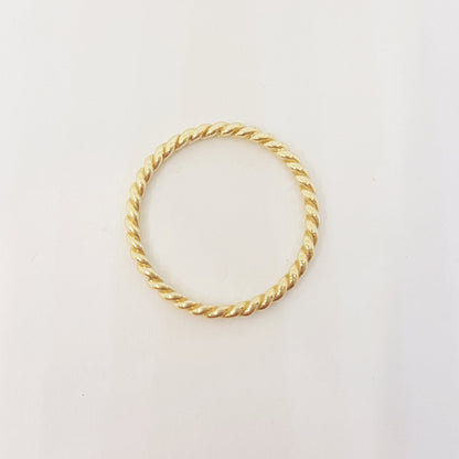 14K Real Solid Yellow Gold Thin Rope Midi Ring Simple Dainty Wire Finger Stacking Knuckle Comfort Fit For Women