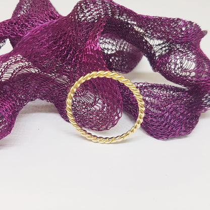 14K Real Solid Yellow Gold Thin Rope Midi Ring Simple Dainty Wire Finger Stacking Knuckle Comfort Fit For Women