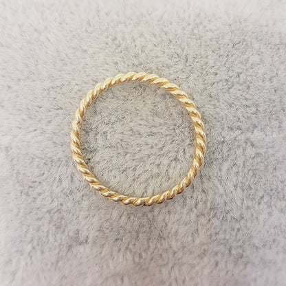 14K Real Solid Yellow Gold Thin Rope Midi Ring Simple Dainty Wire Finger Stacking Knuckle Comfort Fit For Women