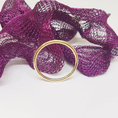 14K Real Yellow Gold Thin Plain Band Polished Midi Women's Wedding Ring Simple Dainty Wire Finger Stacking Knuckle Comfort Fit For Women