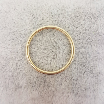 14K Real Yellow Gold Thin Plain Band Polished Midi Women's Wedding Ring Simple Dainty Wire Finger Stacking Knuckle Comfort Fit For Women