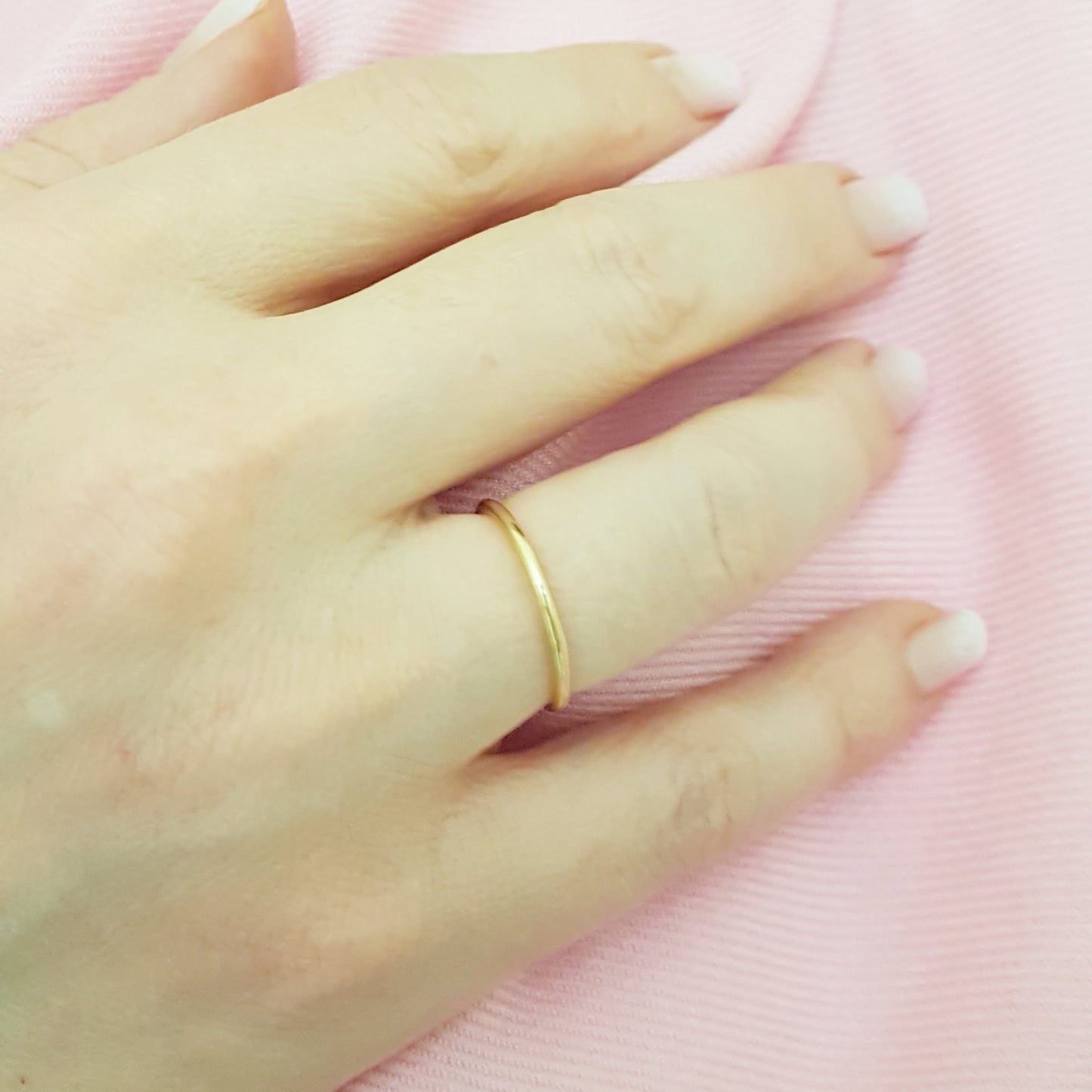 14K Real Yellow Gold Thin Plain Band Polished Midi Women's Wedding Ring Simple Dainty Wire Finger Stacking Knuckle Comfort Fit For Women