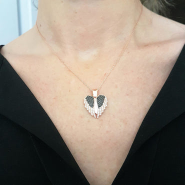 925 Sterling Silver Double Angel Wings Memorial Personalized Forever Remember Names Dates Charm Pendant Necklace Best Birthday Christmas Anniversary Graduation Gift for Women with Rose Plated Option