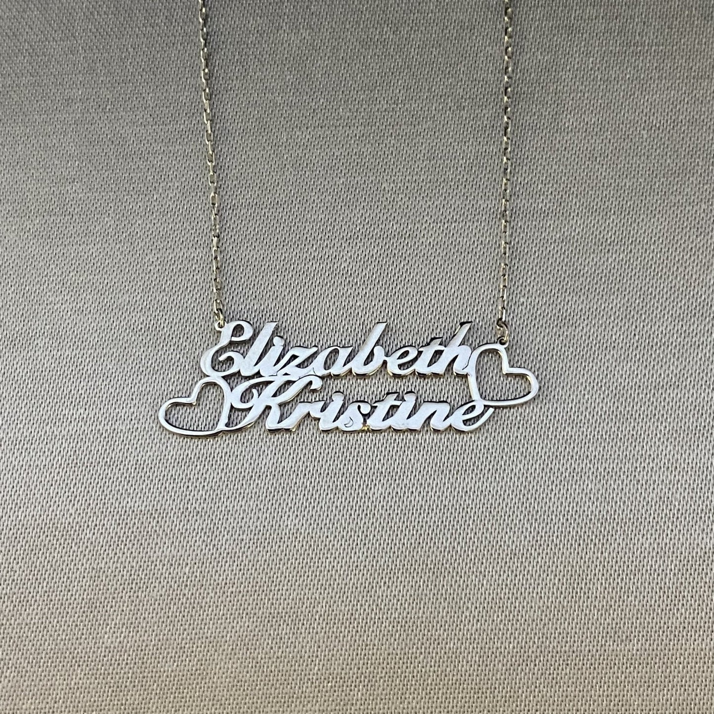925 sterling silver Custom Name Necklace for Women, 925 Sterling Silver Nameplated Jewelry, Personalized Gift, Kids Double Name Plate Necklace Hearts