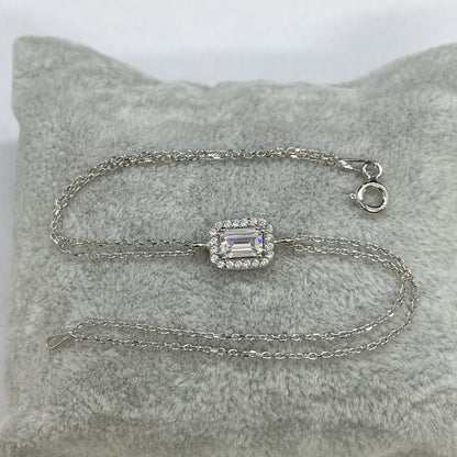 925K Sterling Silver Baguette Bracelet for Women , Baguette Jewelry , Minimalist Bracelet Silver , CZ Dainty Chain Bracelet , jewelry Gift for Her