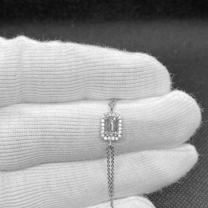 925K Sterling Silver Baguette Bracelet for Women , Baguette Jewelry , Minimalist Bracelet Silver , Cubic Zirconia Chain Bracelet , Gift for Her