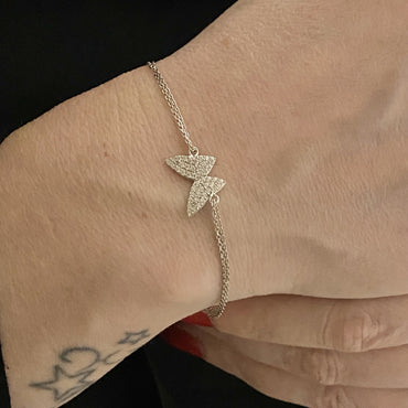 925K Sterling Silver Butterfly Bracelet for Women , Dainty CZ Butterfly Bracelet Silver , Summer Jewelry , Silver Bracelet ,Gift for Her