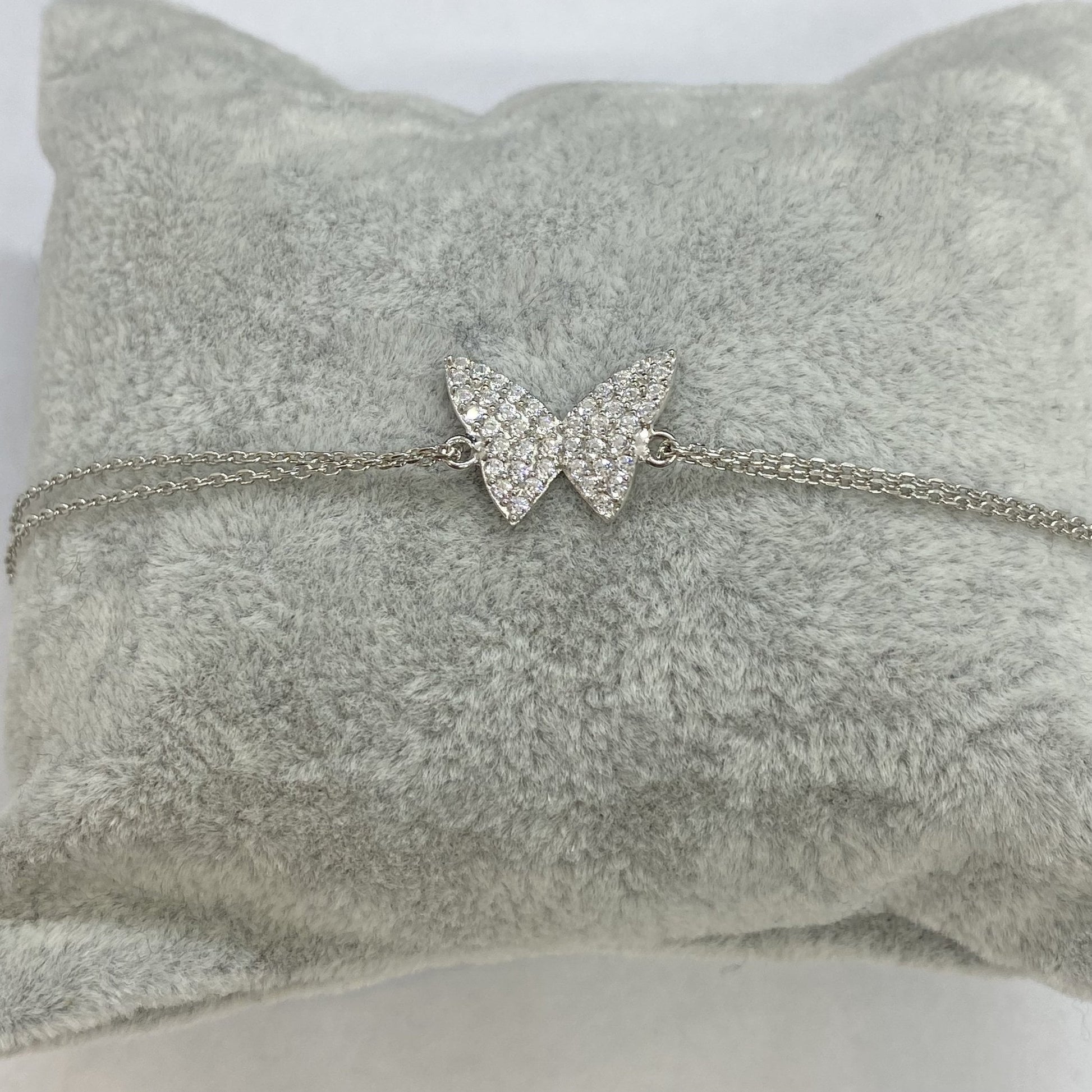925K Sterling Silver Butterfly Bracelet for Women , Dainty CZ Butterfly Bracelet Silver , Summer Jewelry , Silver Bracelet, Gift for Her