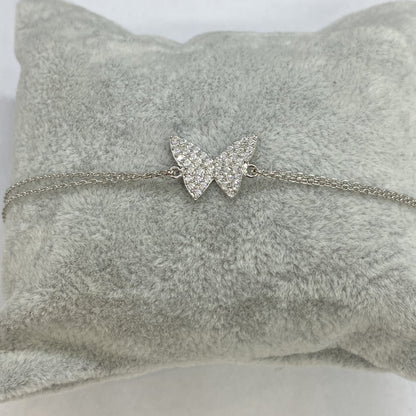 925K Sterling Silver Butterfly Bracelet for Women , Dainty CZ Butterfly Bracelet Silver , Summer Jewelry , Silver Bracelet, Gift for Her