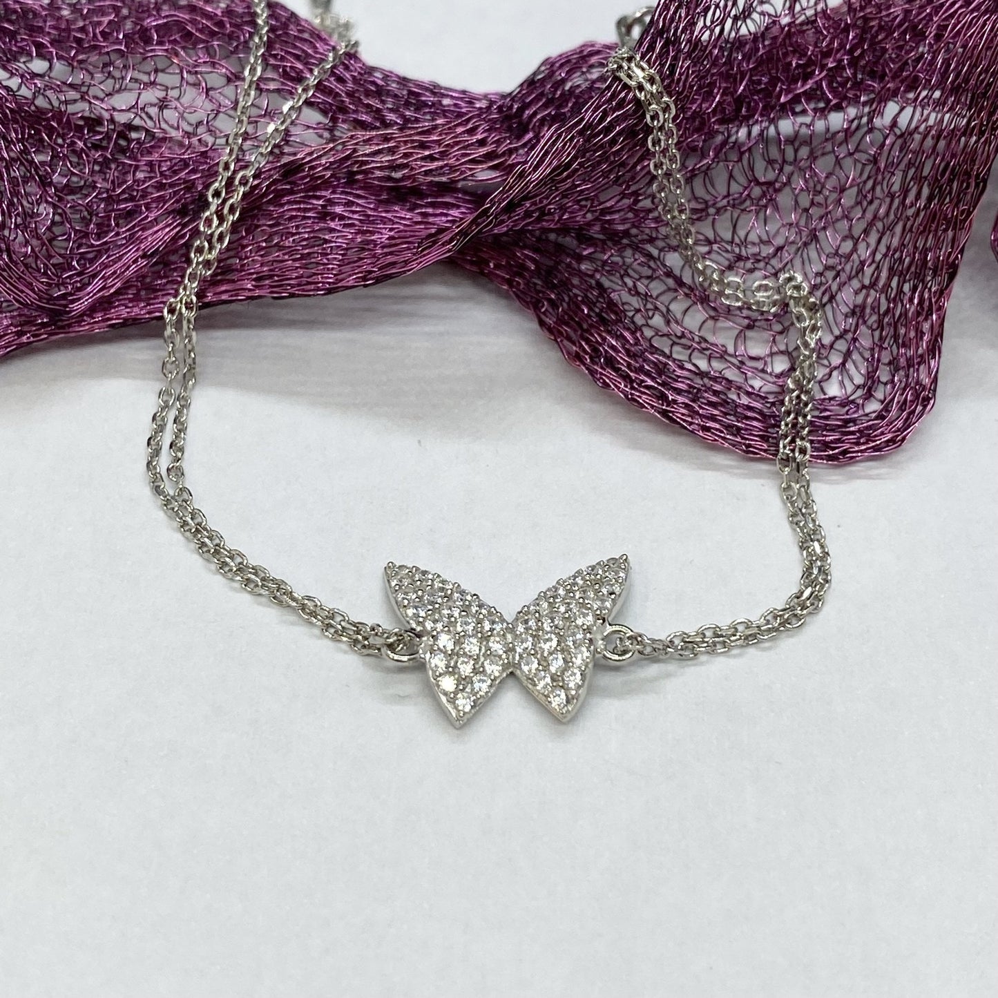 925K Sterling Silver Butterfly Bracelet for Women , Dainty CZ Butterfly Bracelet Silver ,Summer Jewelry , Silver Bracelet , Gift for Her