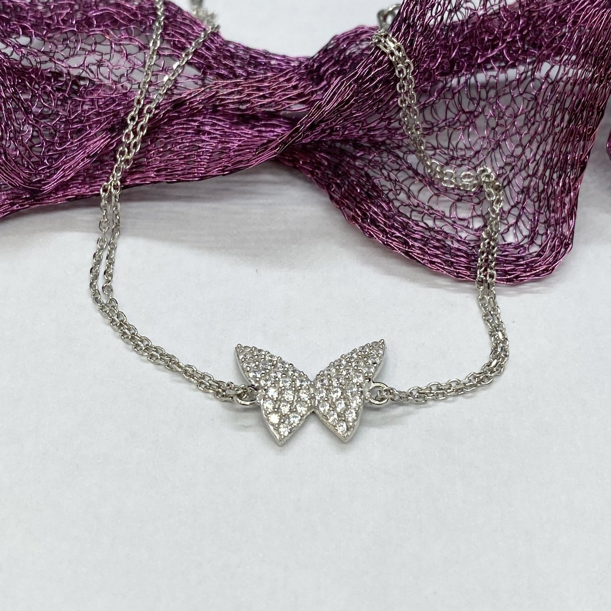 925K Sterling Silver Butterfly Bracelet for Women , Dainty CZ Butterfly Bracelet Silver ,Summer Jewelry , Silver Bracelet , Gift for Her