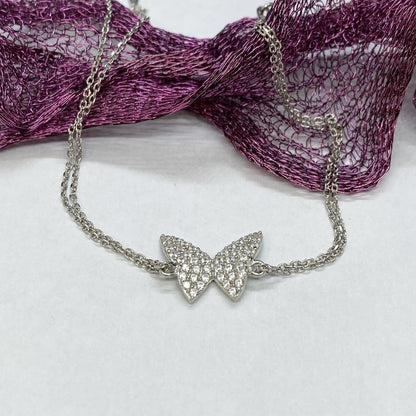 925K Sterling Silver Butterfly Bracelet for Women , Dainty CZ Butterfly Bracelet Silver ,Summer Jewelry , Silver Bracelet , Gift for Her