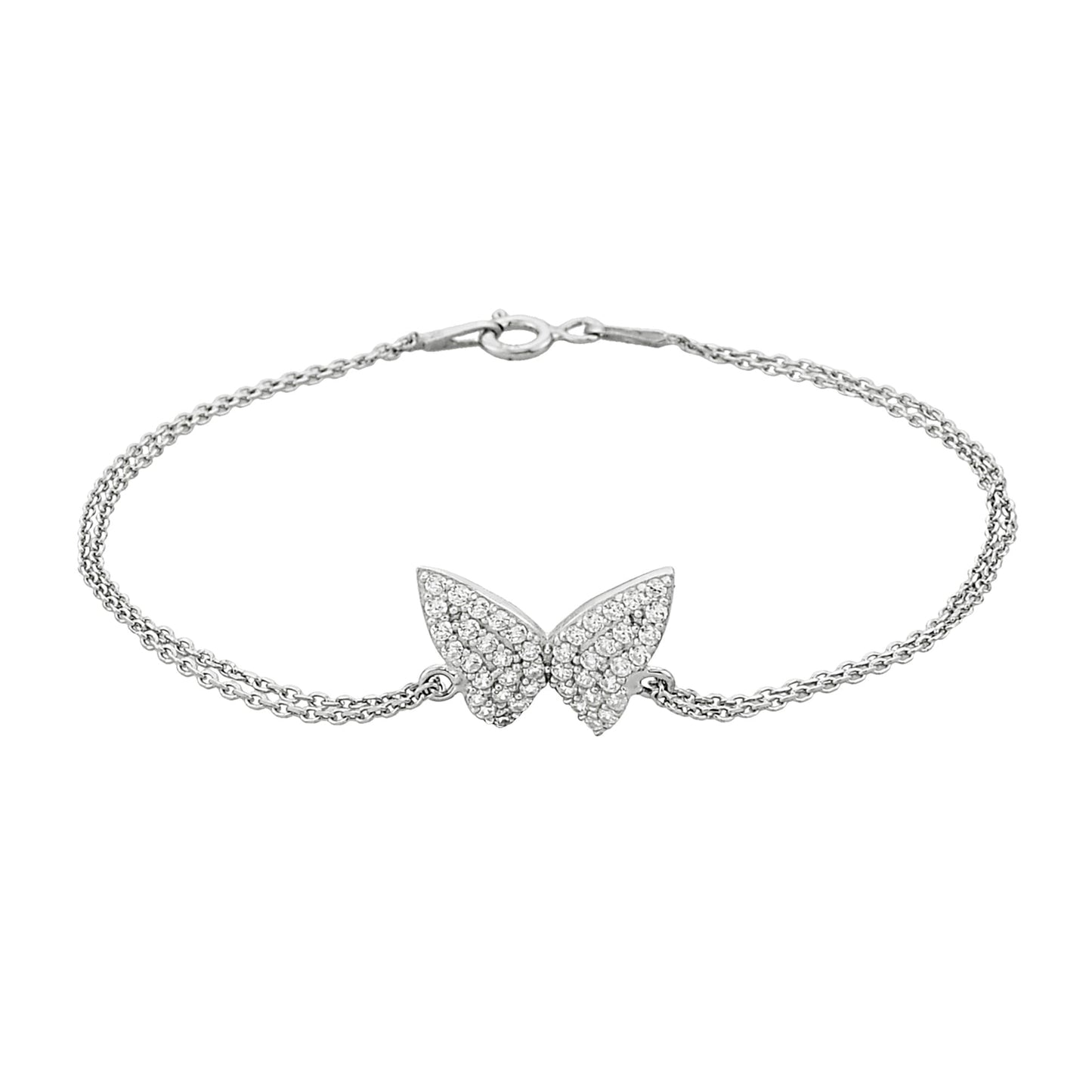 925K Sterling Silver Butterfly Bracelet for Women , Dainty CZ Butterfly Bracelet Silver , Summer Jewelry , Silver Bracelet , Gift for Her