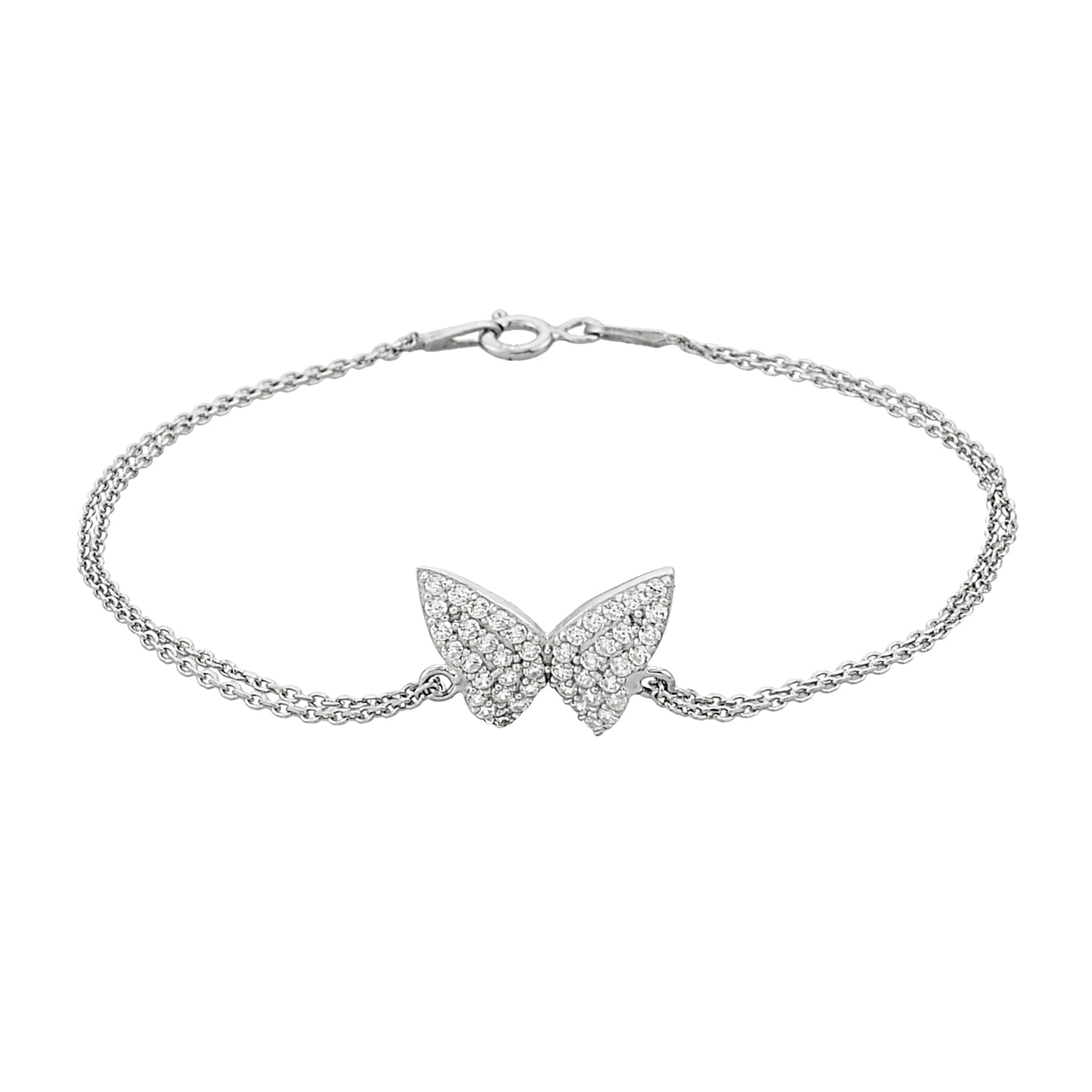 925K Sterling Silver Butterfly Bracelet for Women , Dainty CZ Butterfly Bracelet Silver , Summer Jewelry , Silver Bracelet , Gift for Her