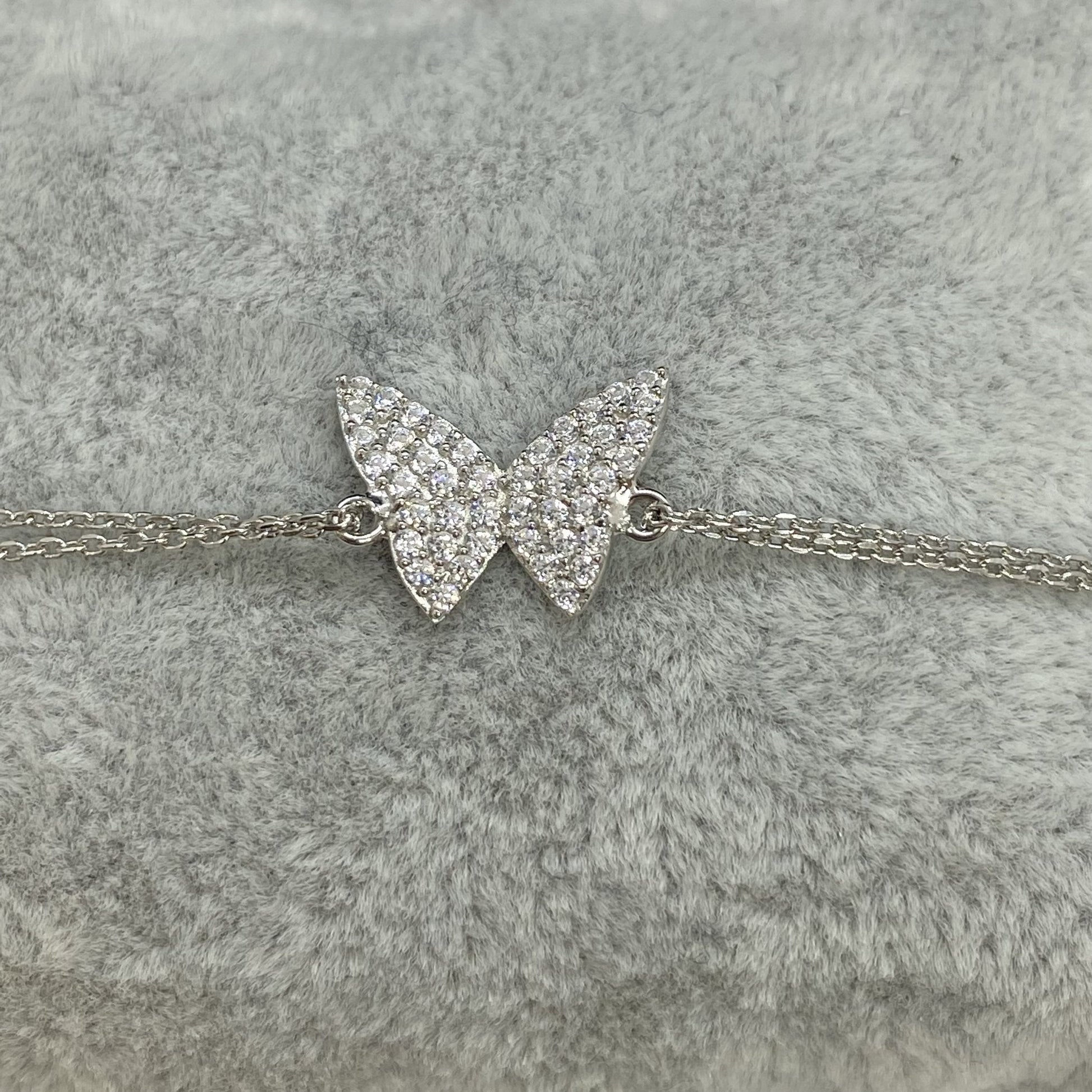 925K Sterling Silver Butterfly Bracelet for Women , Dainty CZ Butterfly Bracelet Silver , Summer Jewelry , Silver Bracelet,Gift for Her