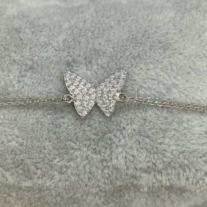 925K Sterling Silver Butterfly Bracelet for Women , Dainty CZ Butterfly Bracelet Silver , Summer Jewelry , Silver Bracelet,Gift for Her