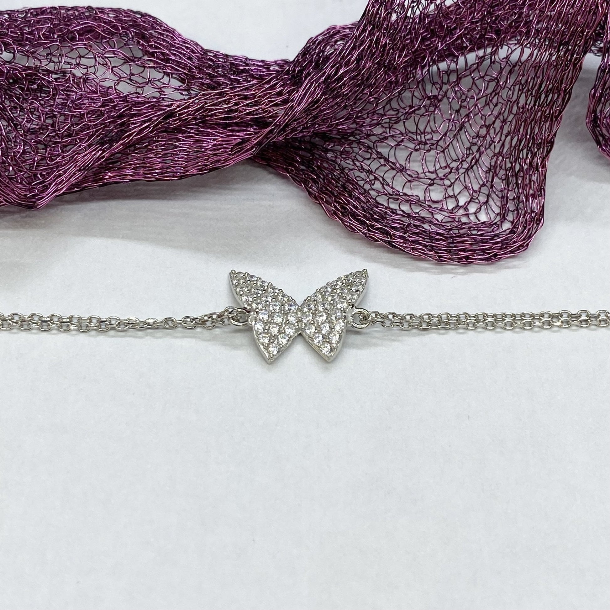 925K Sterling Silver Butterfly Bracelet for Women , Dainty CZ Butterfly Bracelet Silver , Summer Jewelry,Silver Bracelet ,Gift for Her