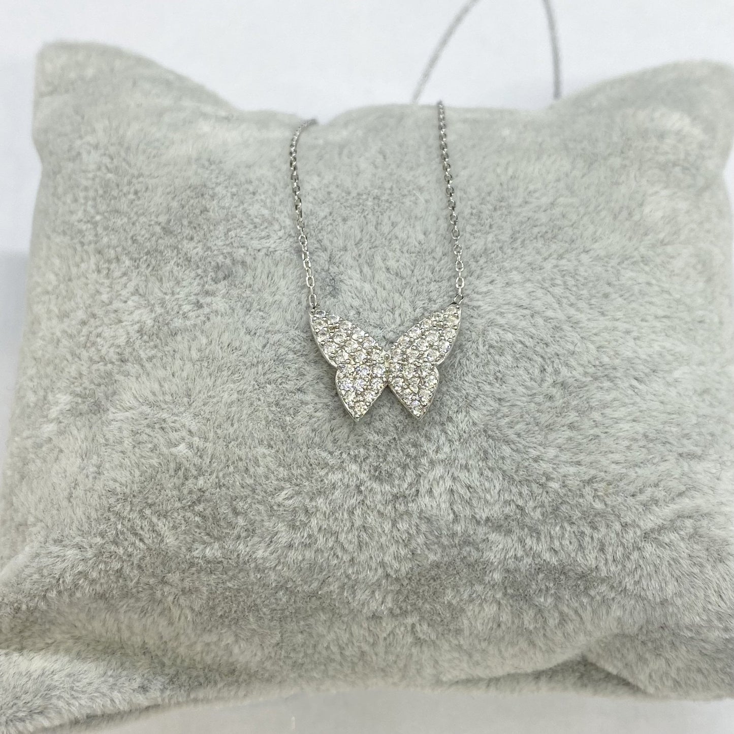 925K Sterling Silver CZ Butterfly Necklace for Women , Butterfly Pendant , Everyday Jewelry , Silver Necklace ,Charm Layering Necklace
