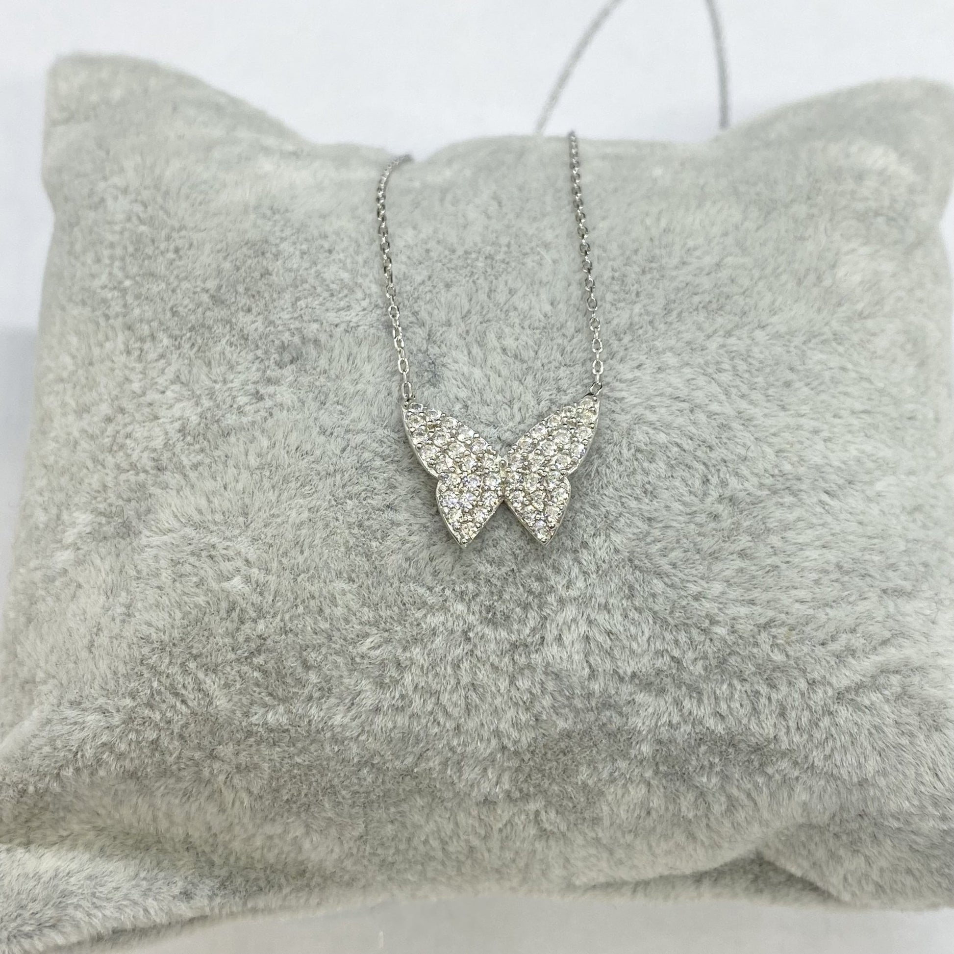 925K Sterling Silver CZ Butterfly Necklace for Women , Butterfly Pendant , Everyday Jewelry , Silver Necklace ,Charm Layering Necklace