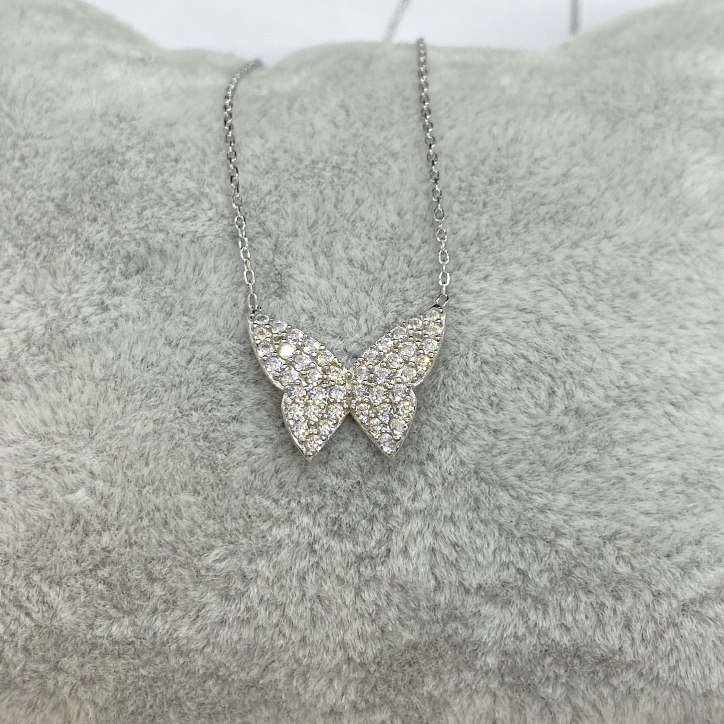 925K Sterling Silver CZ Butterfly Necklace for Women , Butterfly Pendant , Everyday Jewelry , Silver Necklace ,Minimalist Layering Necklace